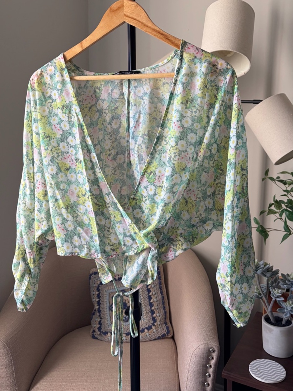 Zara Floral Tie-Front Wrap Top